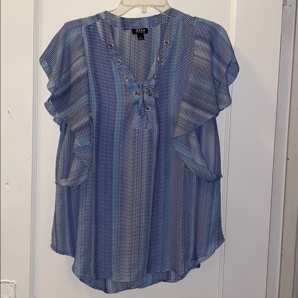 Various shades of blue a.n.a top.